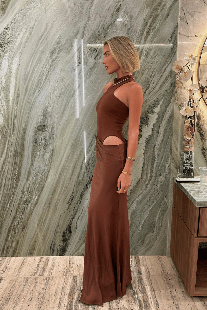 Maxivestido sin mangas con abertura Cassia