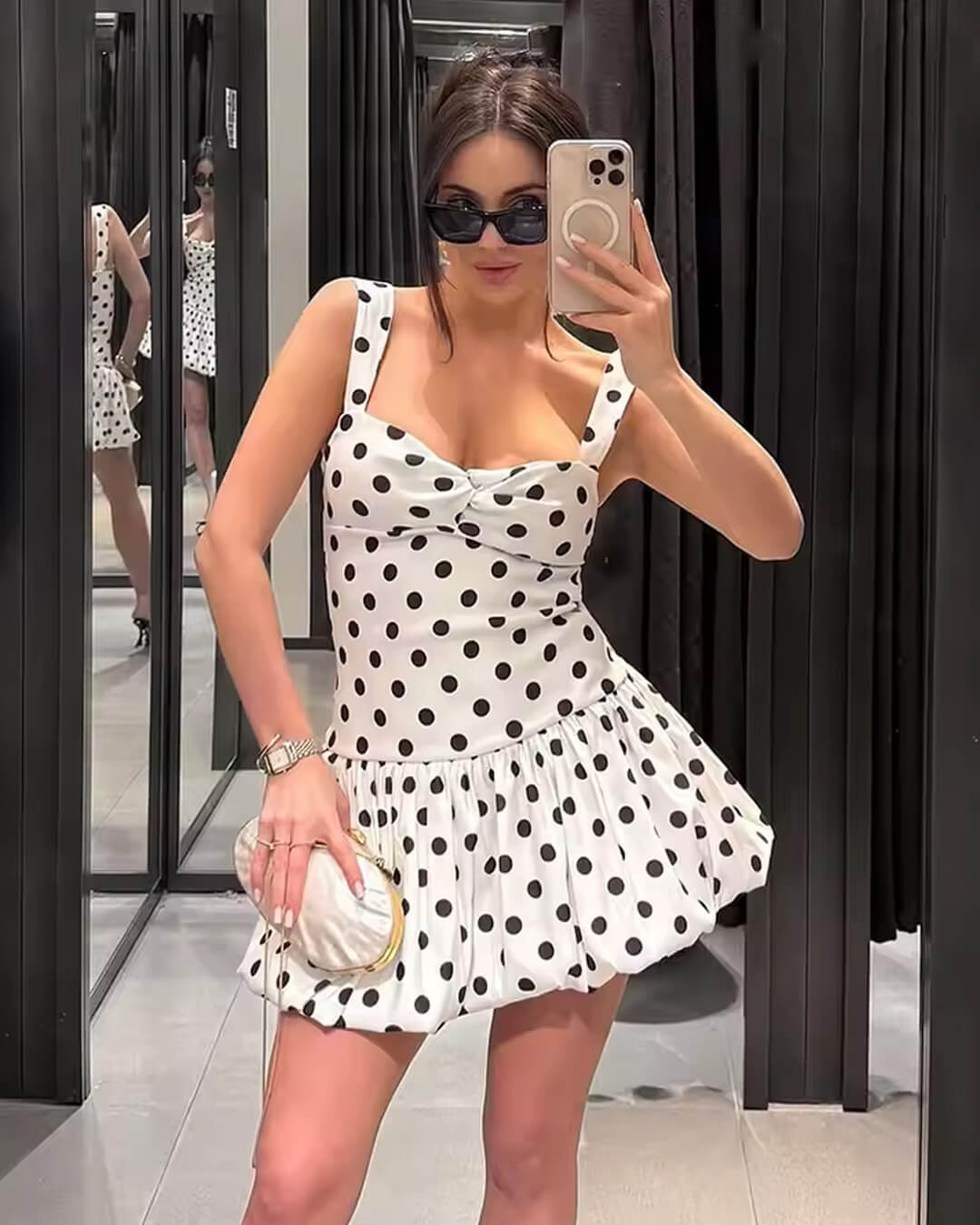 Minivestido abombado de lunares Cassy