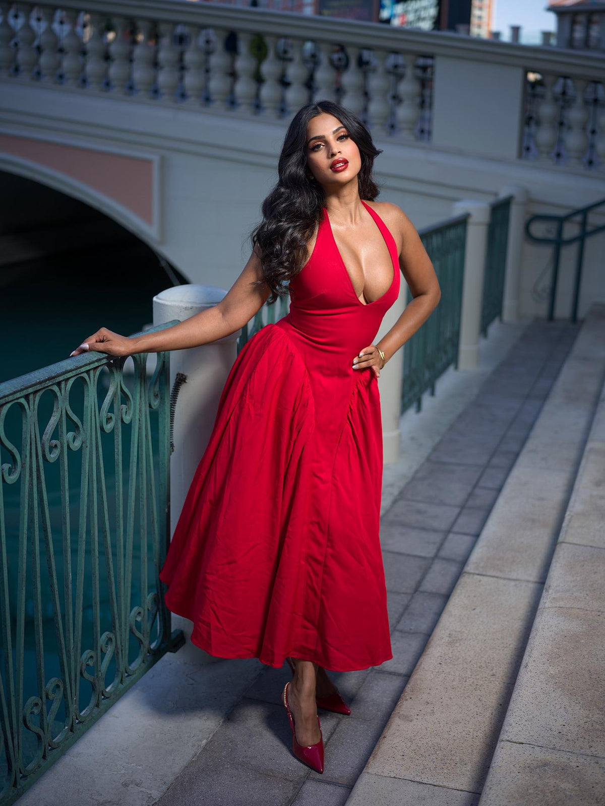 Celeste Halter Midi Dress