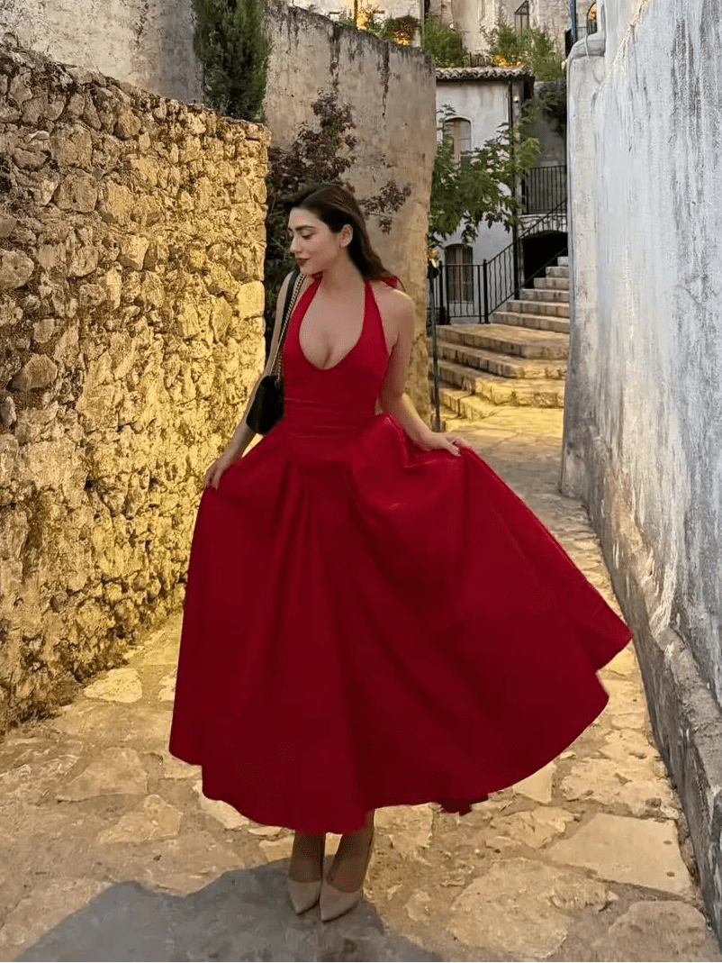 Celeste Halter Midi Dress