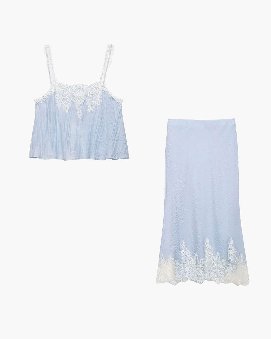 Celeste Lace Spliced Two-Piece Midi Set