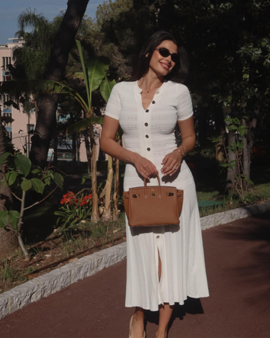 Vestido midi de punto acanalado Celeste