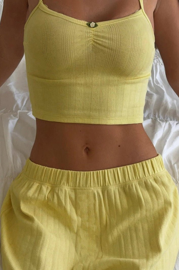 Conjunto de dos piezas Celeste de pantalón y top de tirantes, suave y holgado