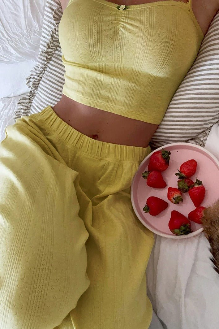 Conjunto de dos piezas Celeste de pantalón y top de tirantes, suave y holgado