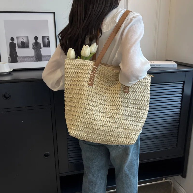 Celeste Woven Straw Beach Tote