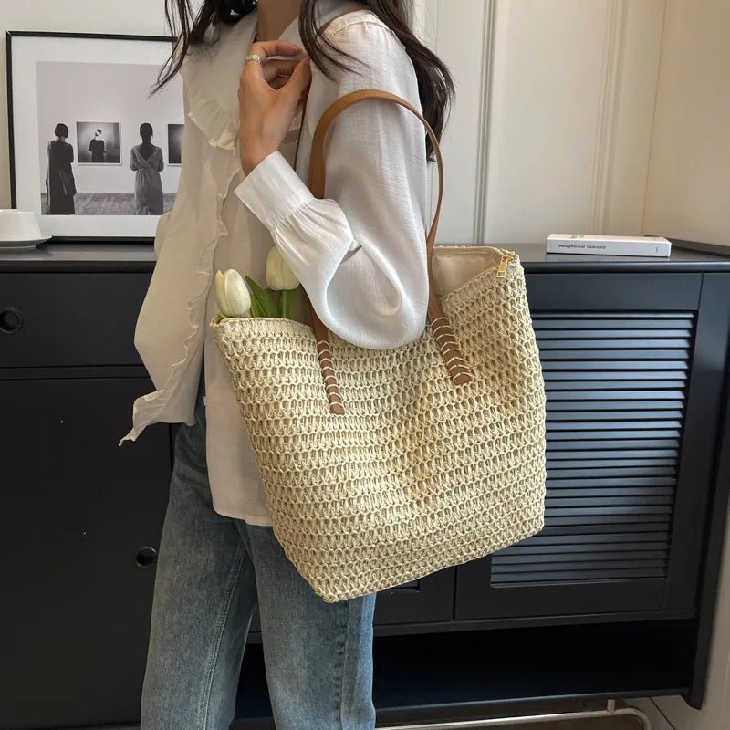 Celeste Woven Straw Beach Tote