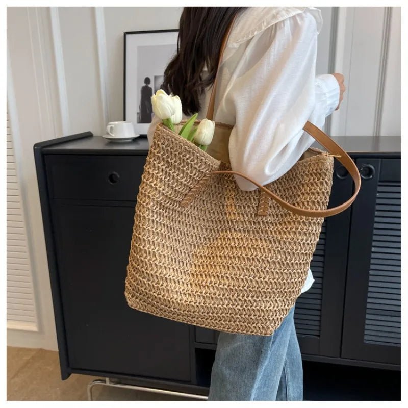 Celeste Woven Straw Beach Tote