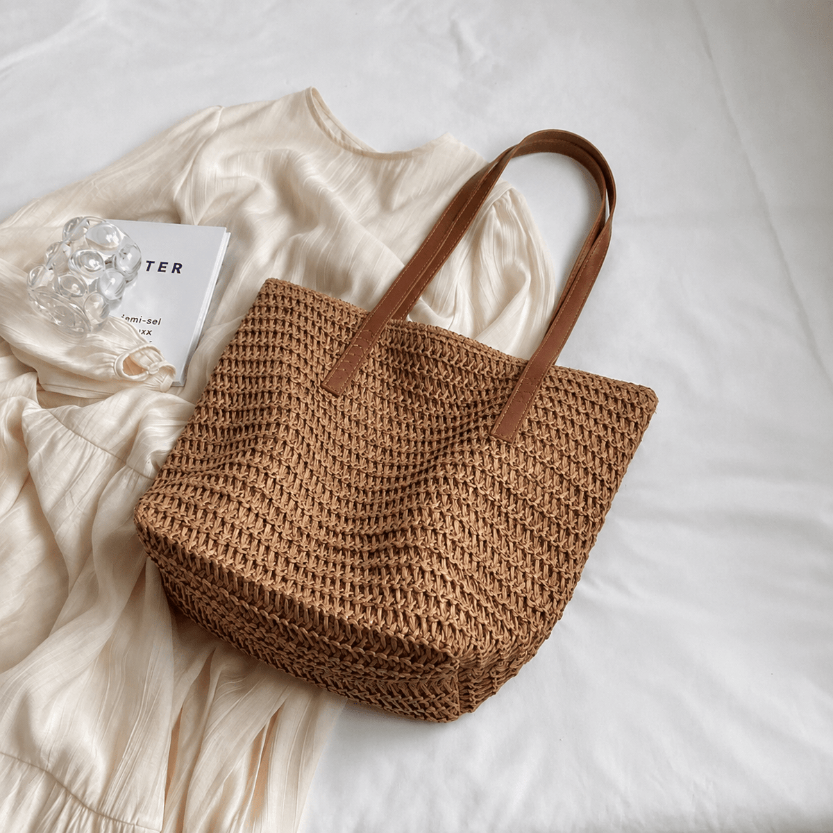 Celeste Woven Straw Beach Tote