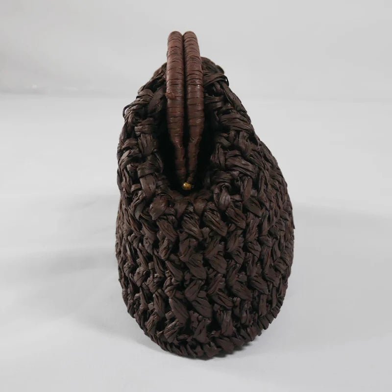 Celeste Woven Straw Shell Clutch