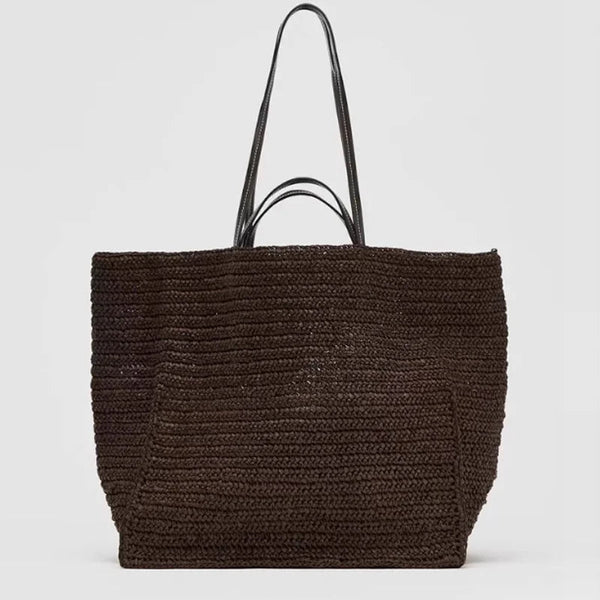 Bolso tote de paja tejida Celeste