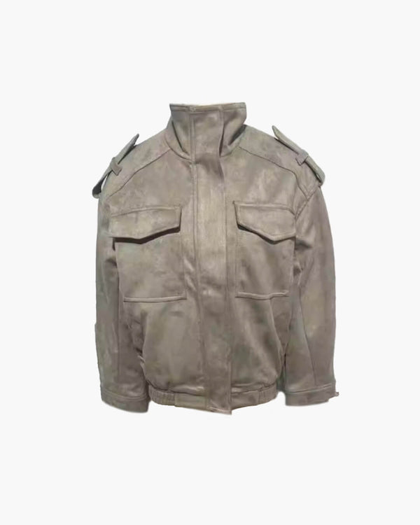 Chaqueta de ante de cuello alto Charice