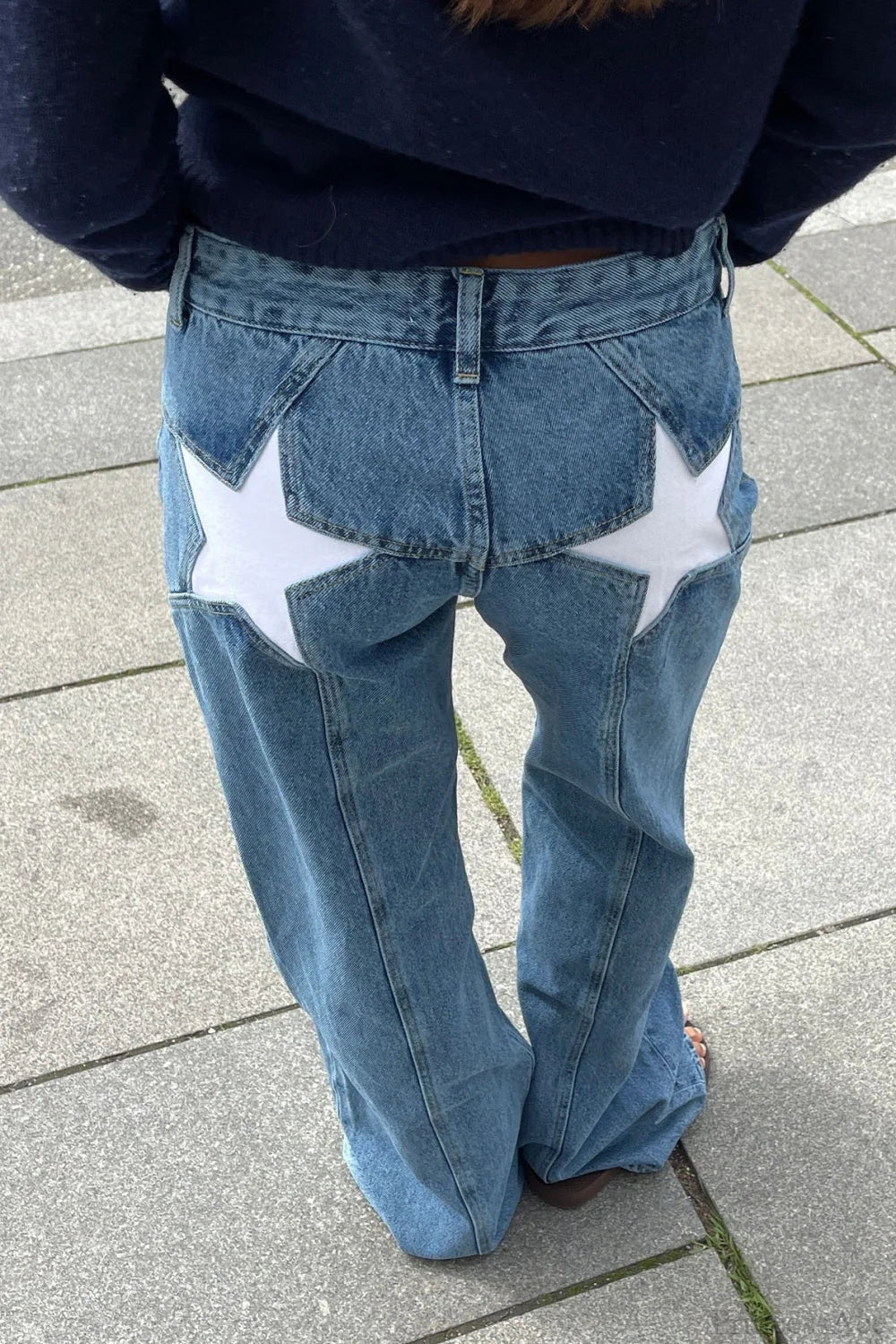 Charlize Star Patchwork Color-Block Jeans