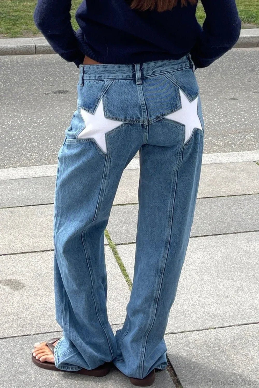 Charlize Star Patchwork Color-Block Jeans