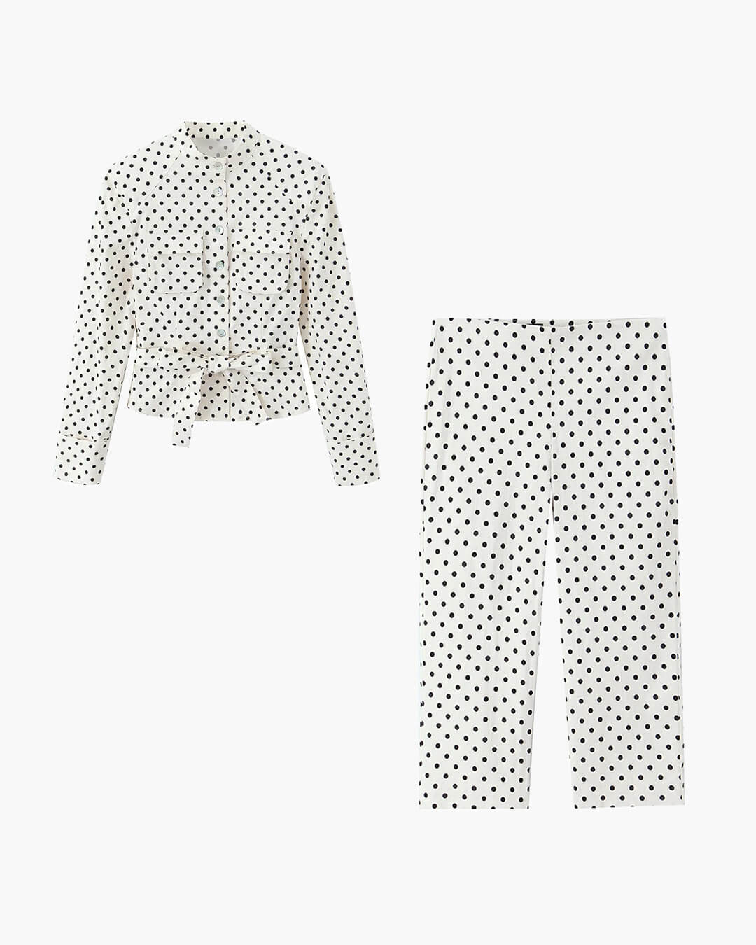 Conjunto de chaqueta y pantalón capri de lunares Cherry