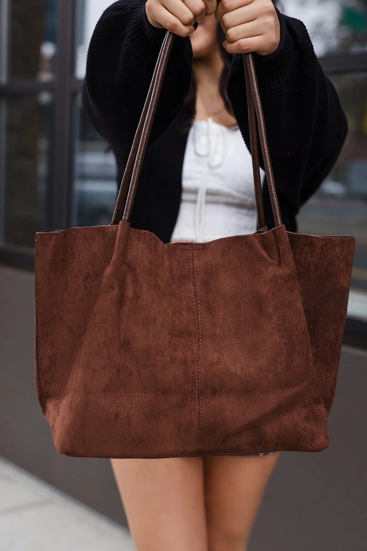 Bolso tote de ante con neceser Cheska