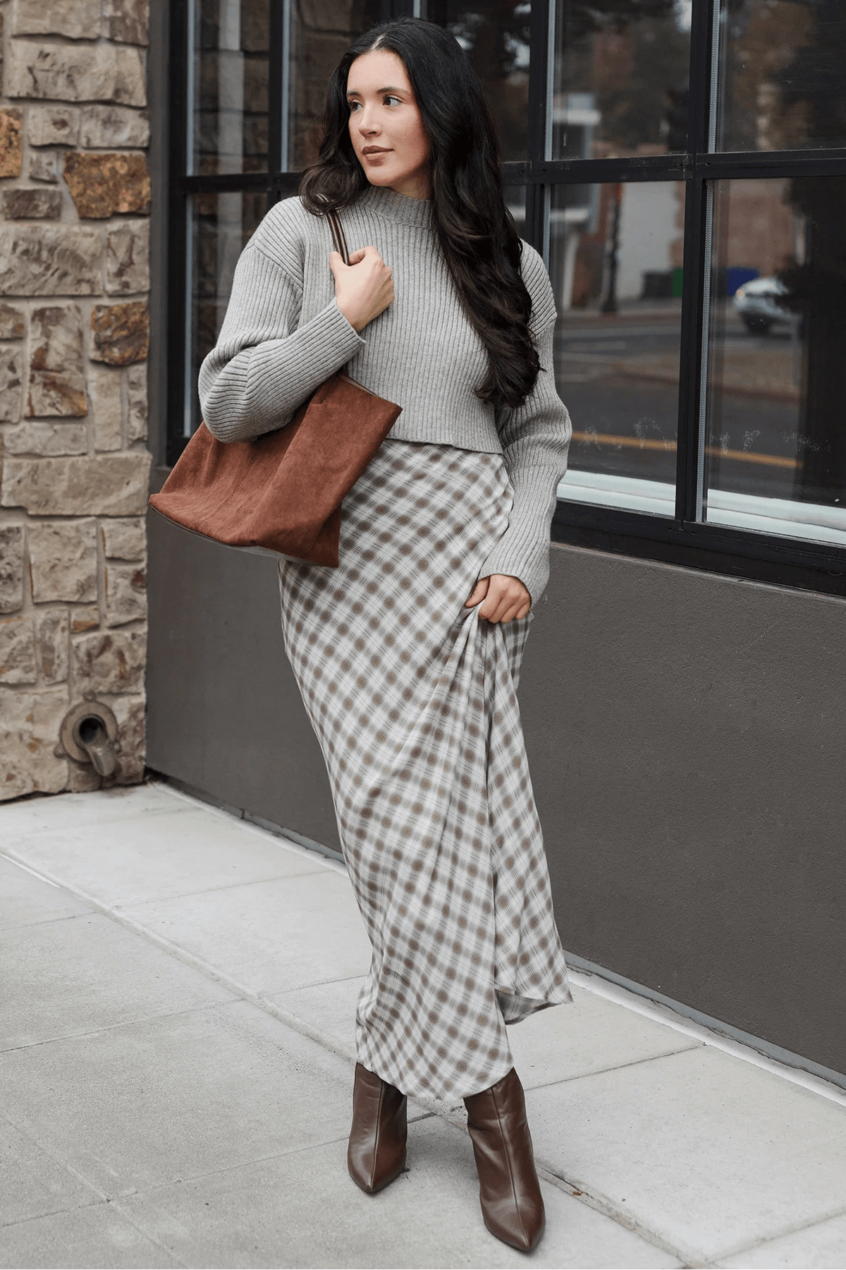 Bolso tote de ante con neceser Cheska