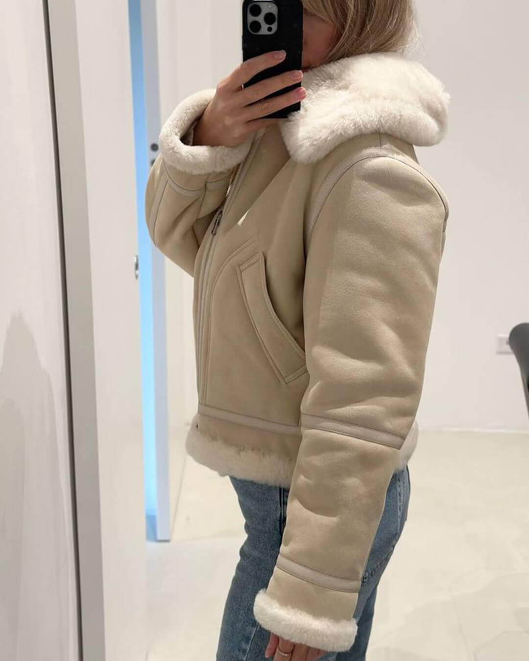 Chaqueta de ante y pelo sintético Cindy