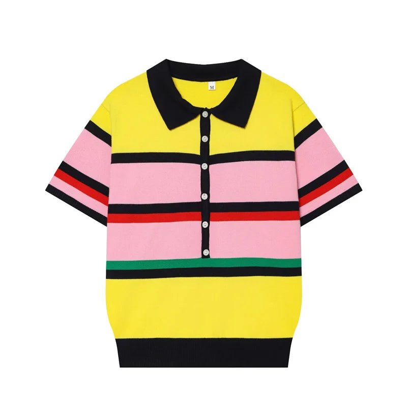 Top de punto tipo polo con bloques de color Claudia