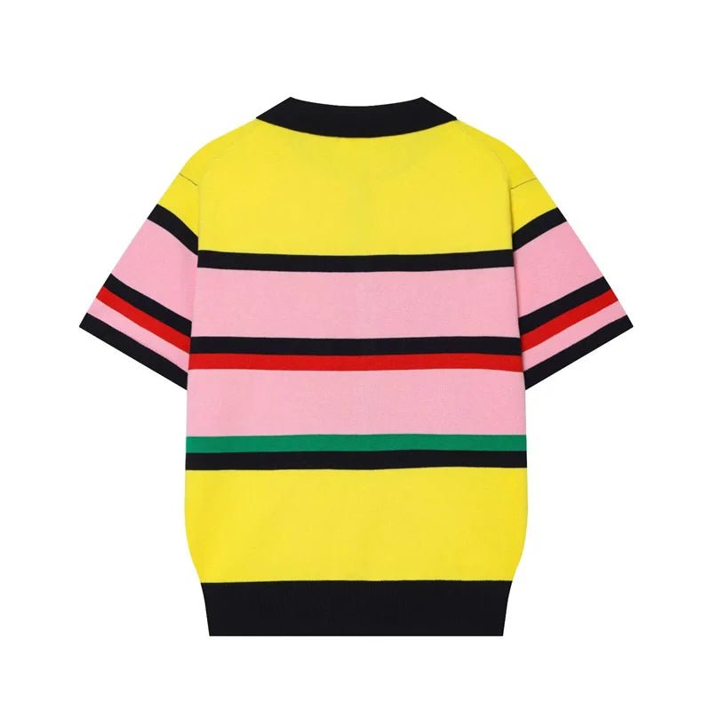 Top de punto tipo polo con bloques de color Claudia