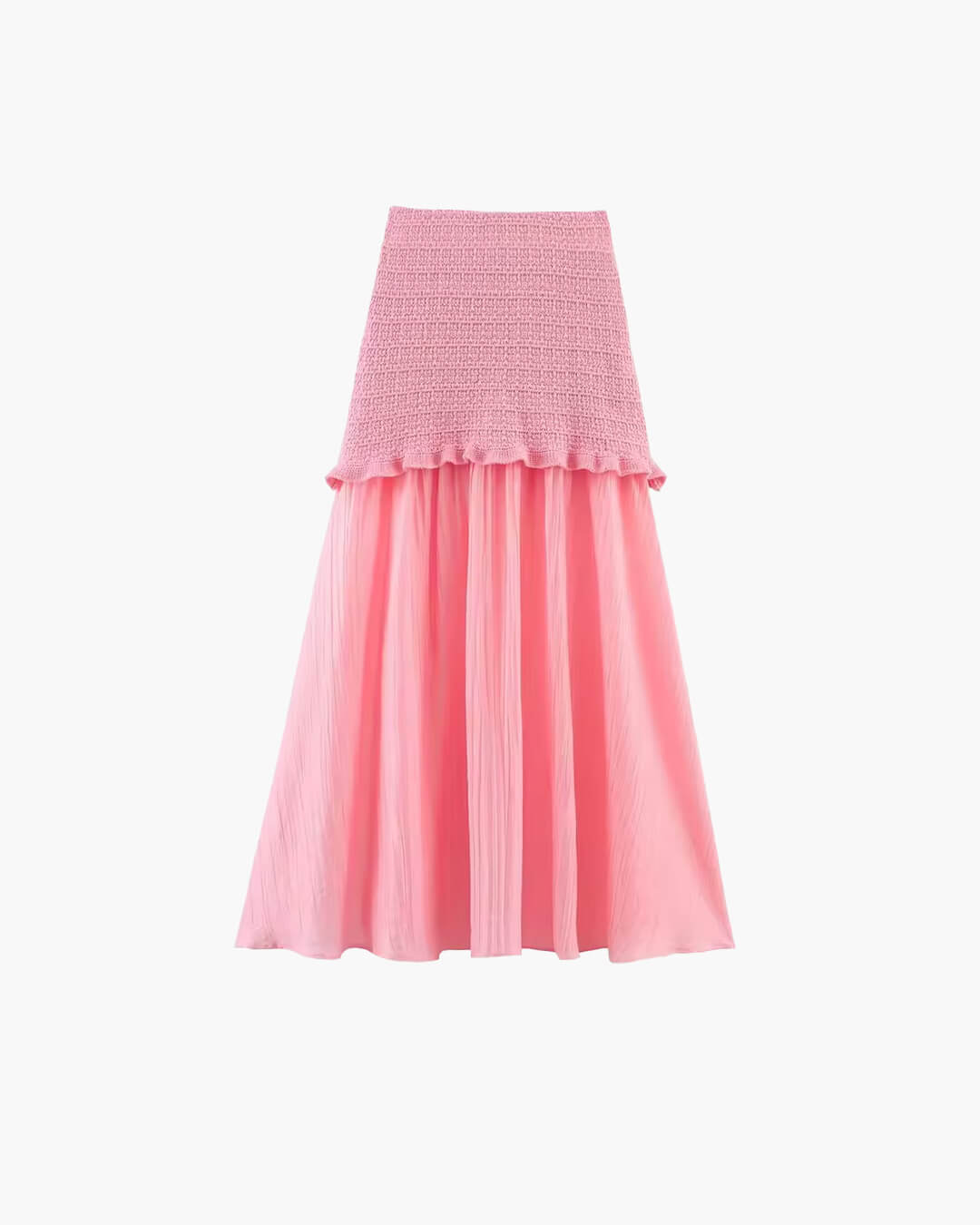 Conjunto Claudia de top de punto de tirantes y falda plisada