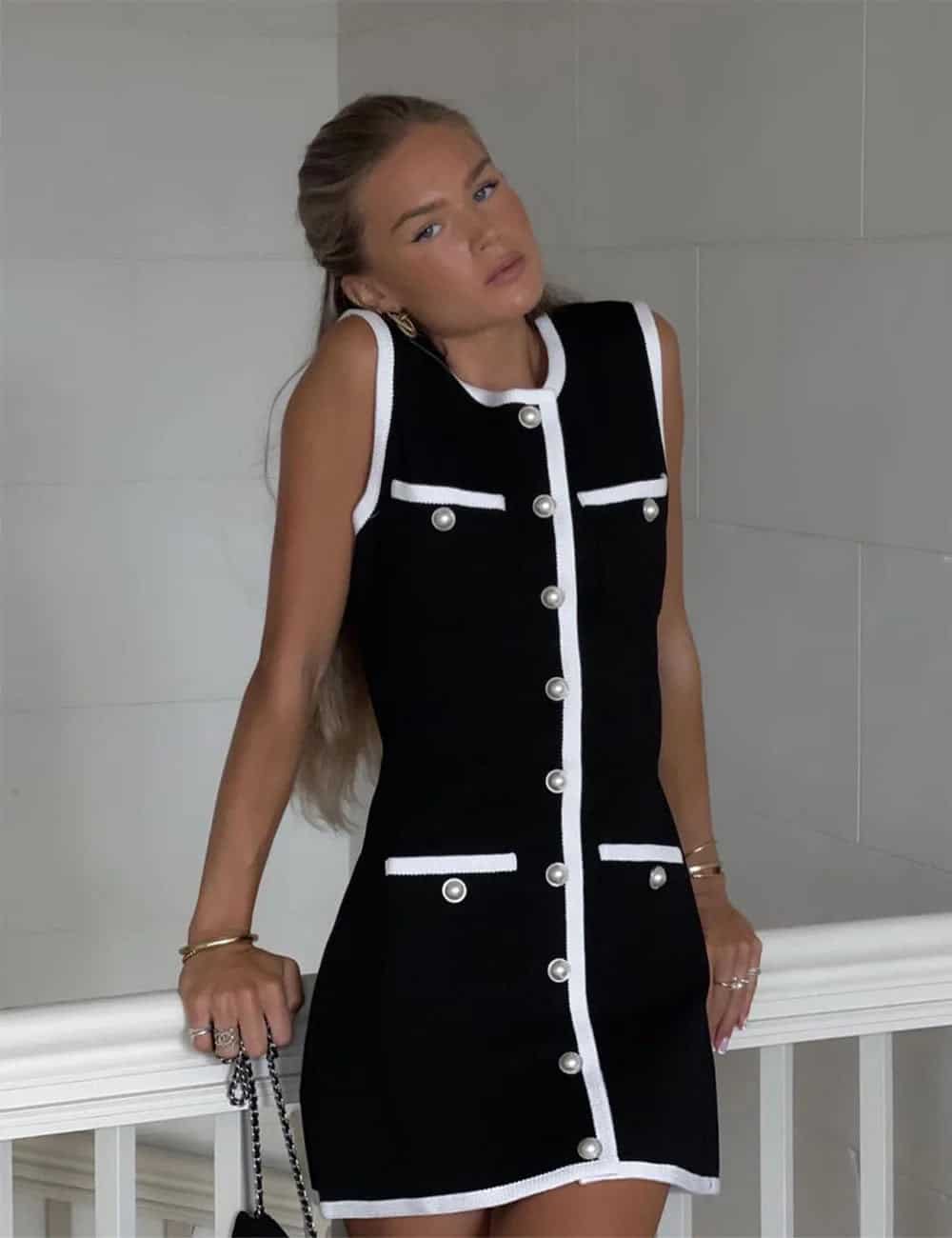 Vestido mini de punto sin mangas Claudia