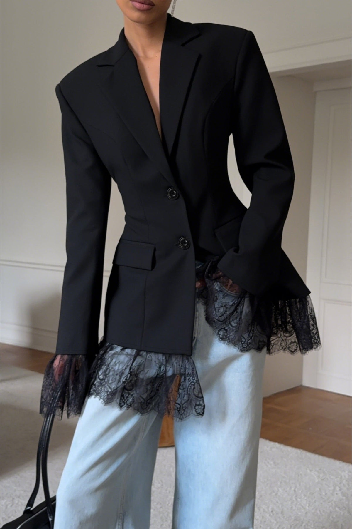 Blazer con ribete de encaje Colbie