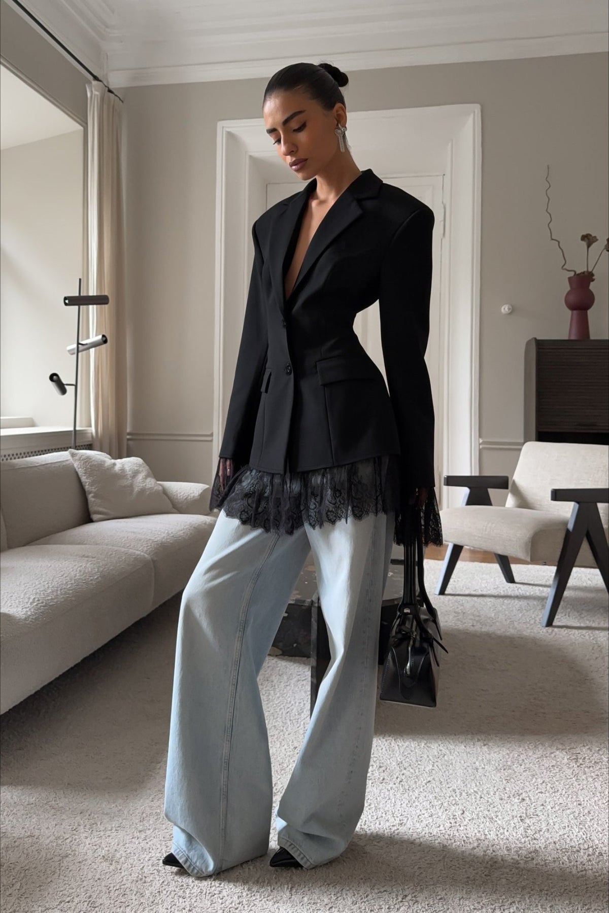 Blazer con ribete de encaje Colbie