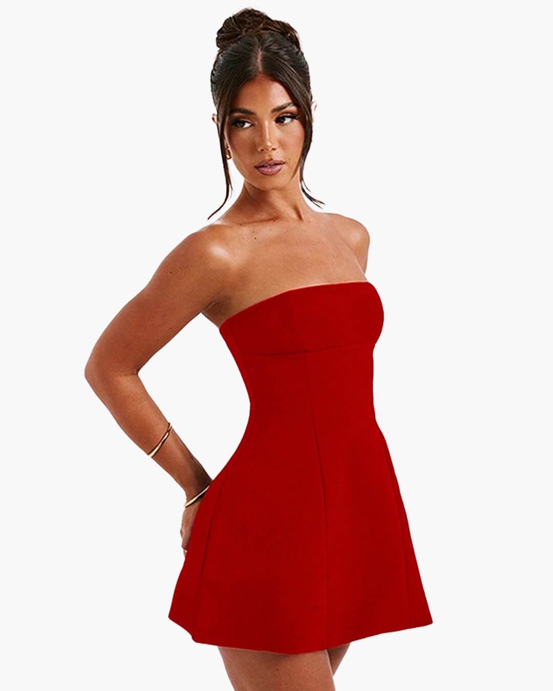 Minivestido Colby sin tirantes con cintura fruncida
