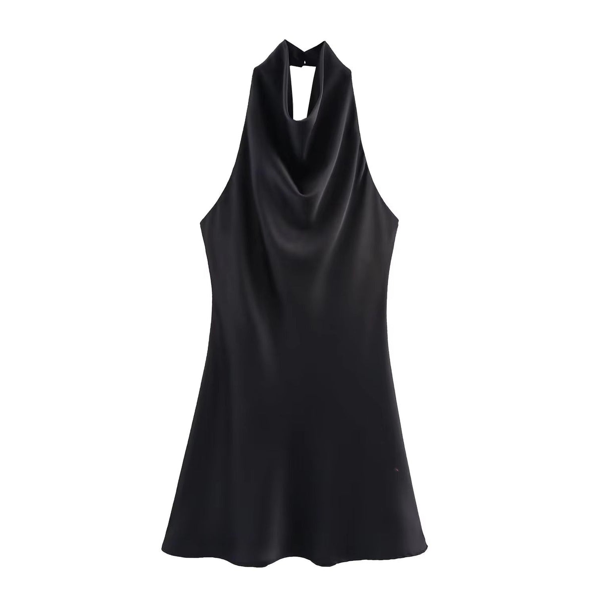 Minivestido drapeado de satén con cuello halter Colleen