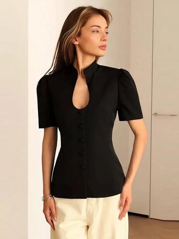 Top Collette con cuello mao