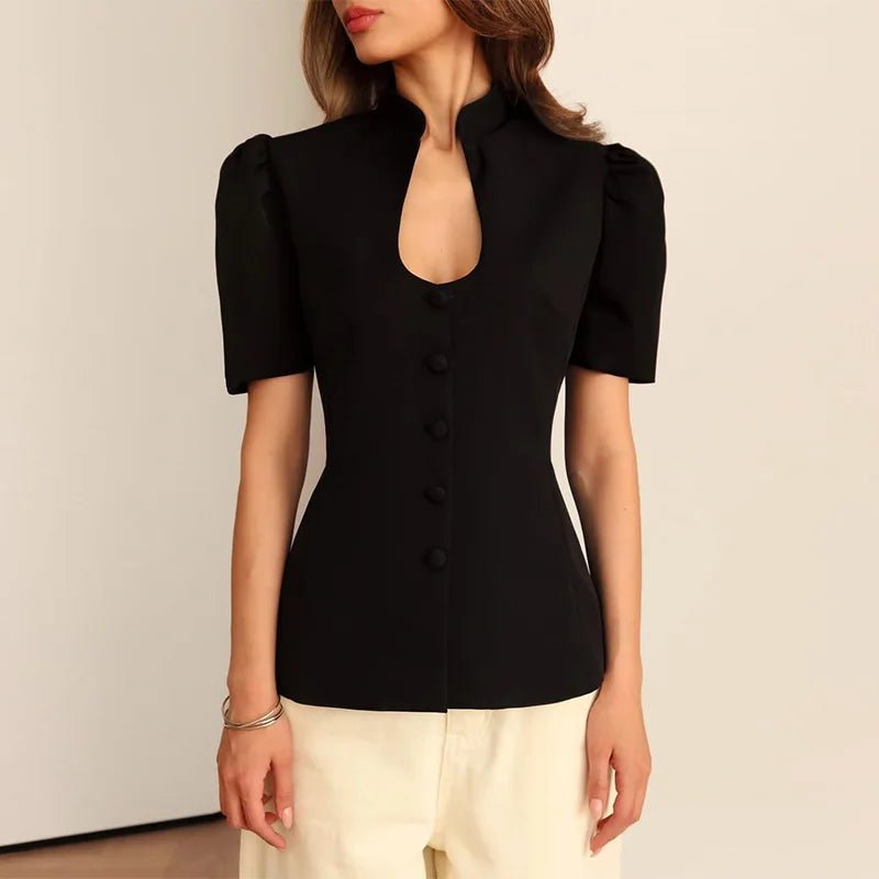 Top Collette con cuello mao