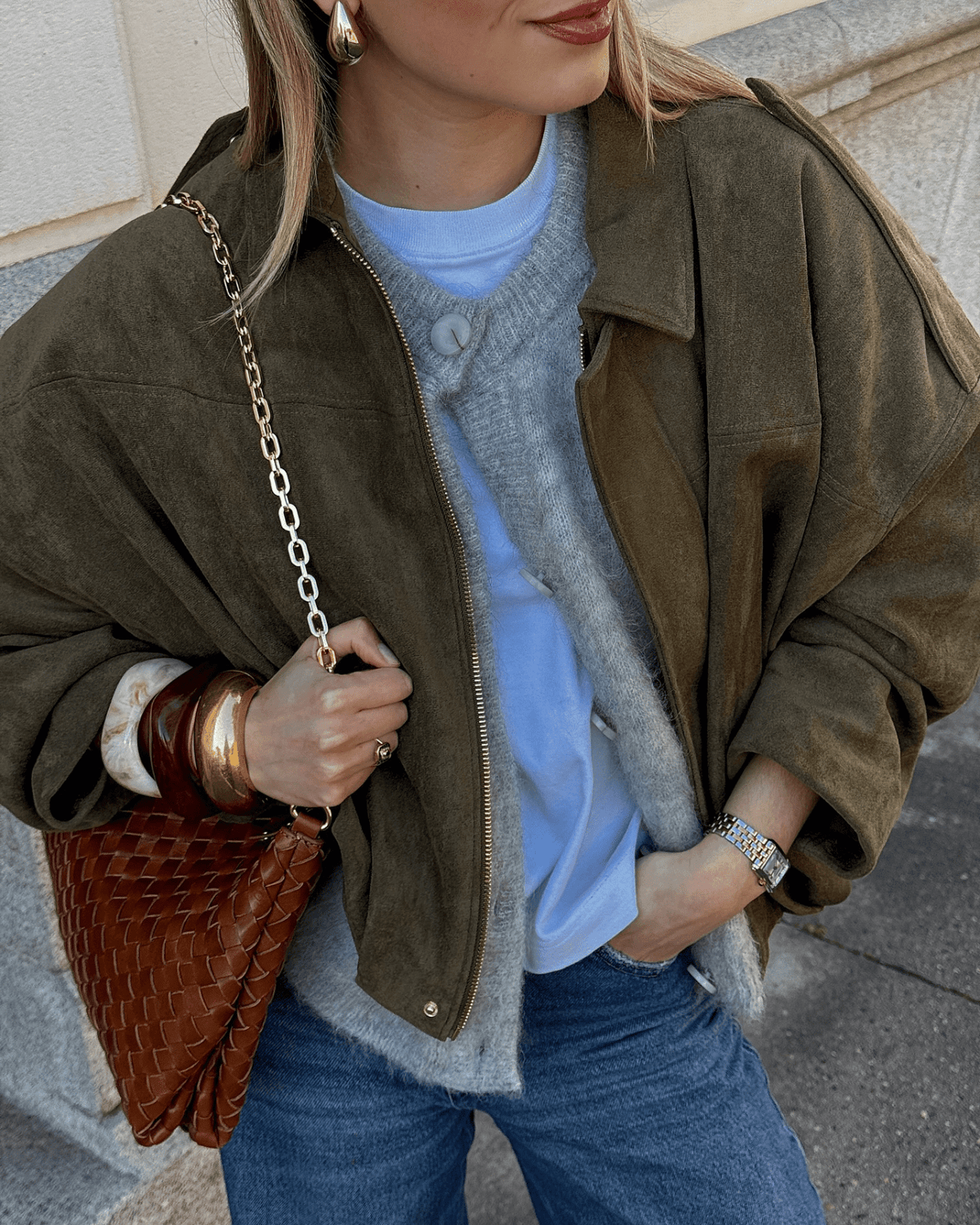 Chaqueta bomber de ante sintético Constance