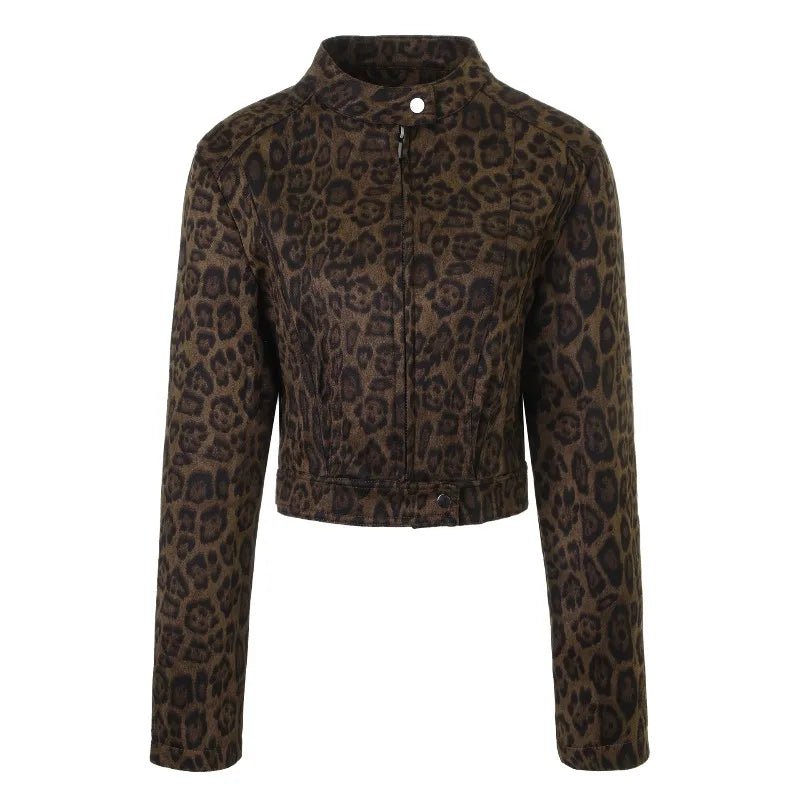 Chaqueta corta de estampado de leopardo Coral