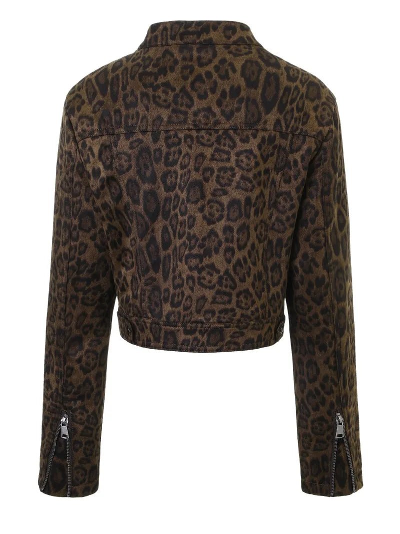 Chaqueta corta de estampado de leopardo Coral