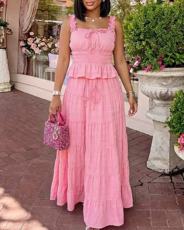 Conjunto bohemio de dos piezas con volantes Coralie