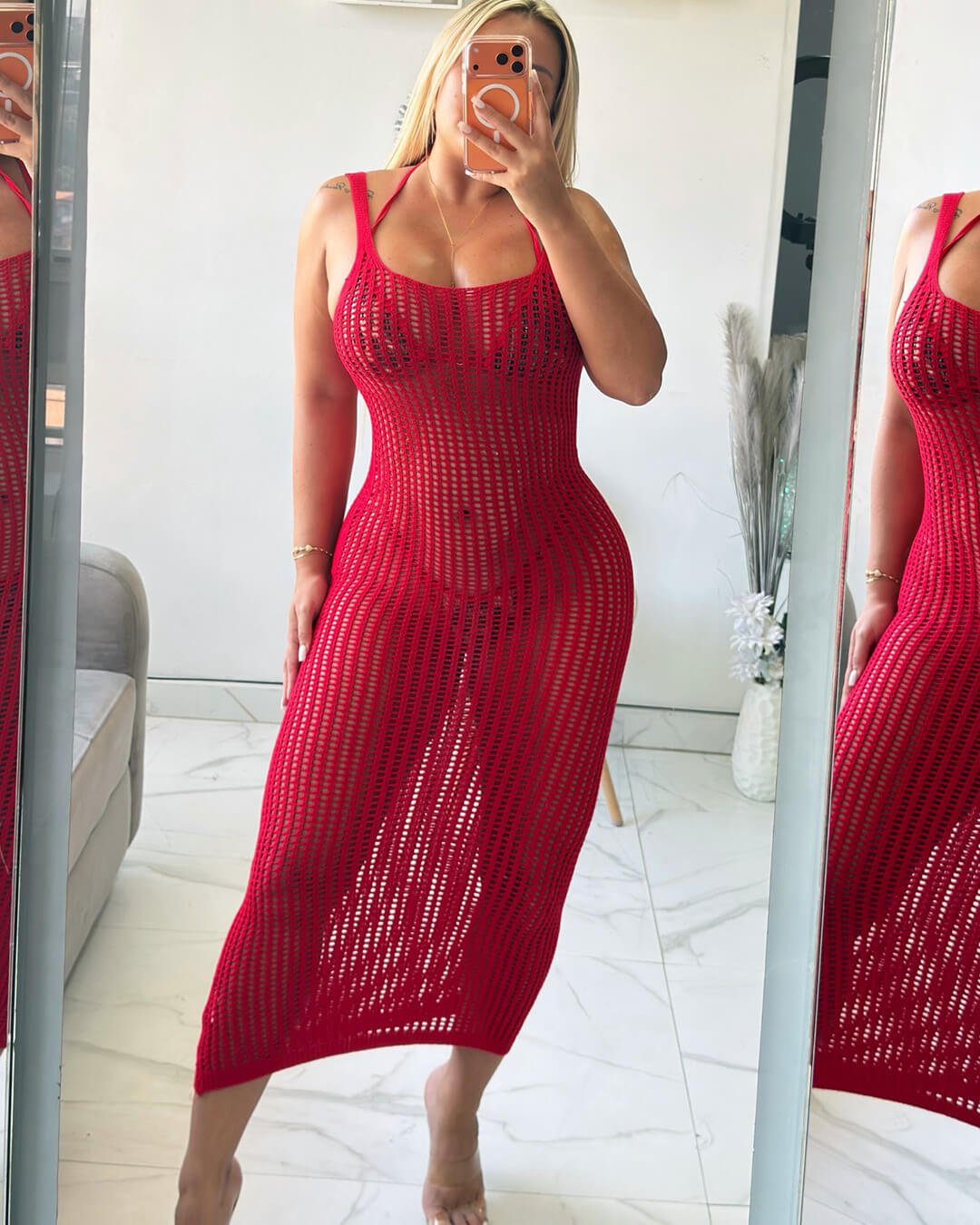 Vestido de punto Cosima para llevar como complemento, con espalda abierta