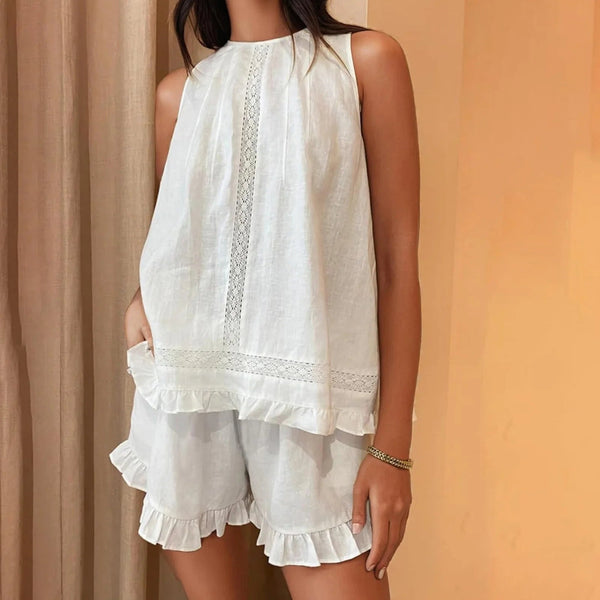 Conjunto de shorts sin mangas con ribete de volantes Dahlia