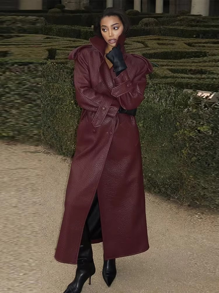 Chaqueta larga de cuero Danica