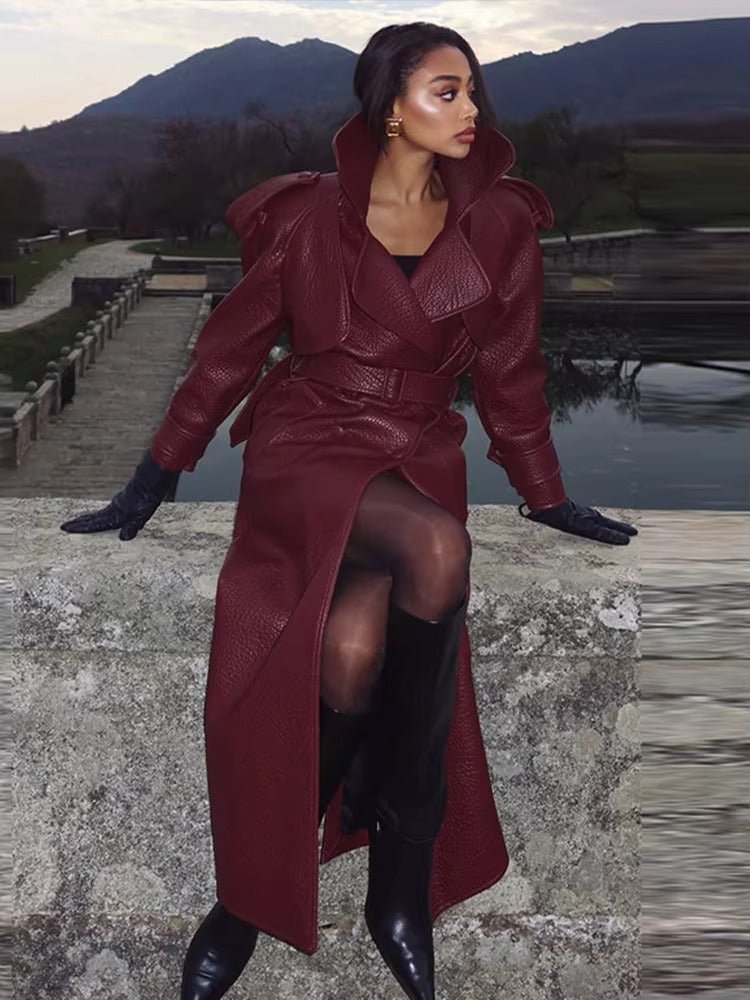 Chaqueta larga de cuero Danica