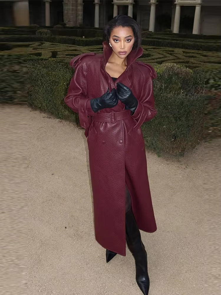 Chaqueta larga de cuero Danica