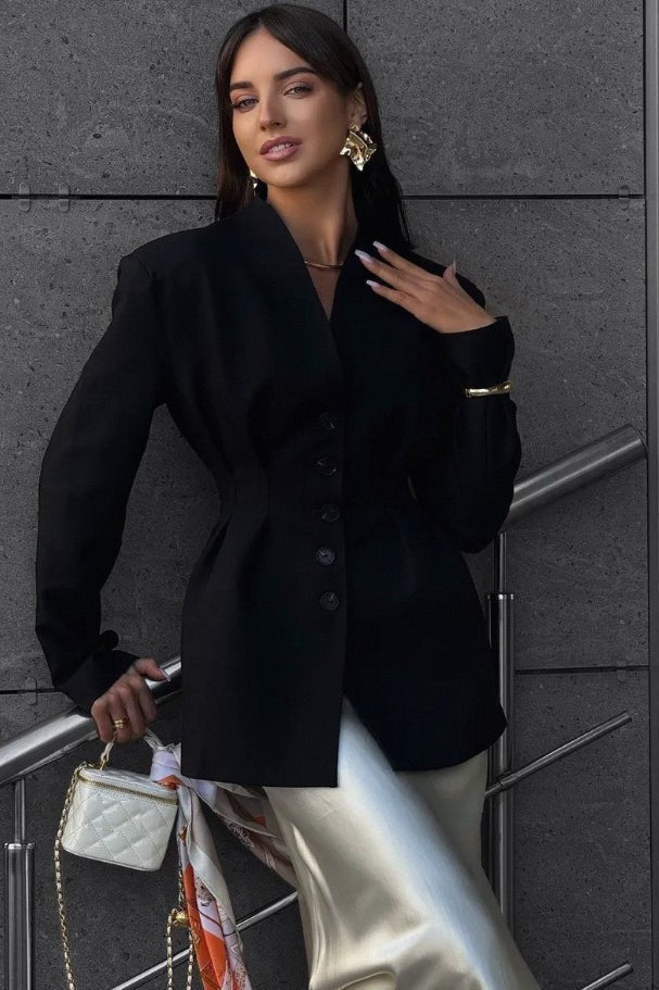 Blazer sin cuello con fruncido Daniela