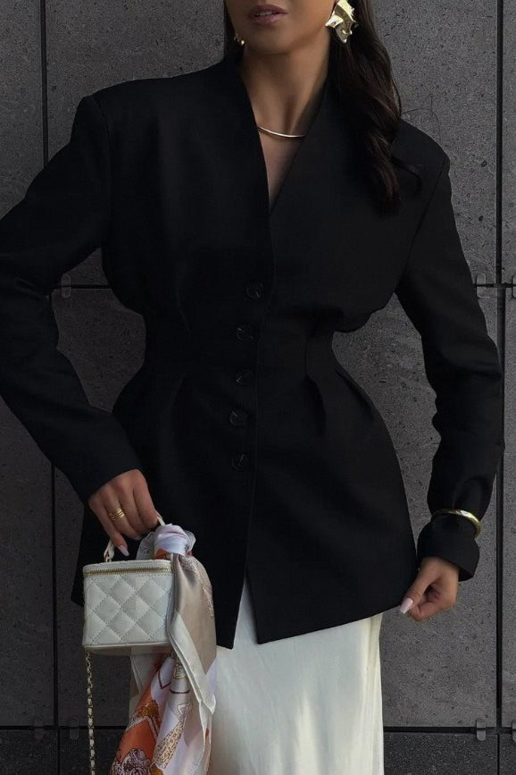 Blazer sin cuello con fruncido Daniela