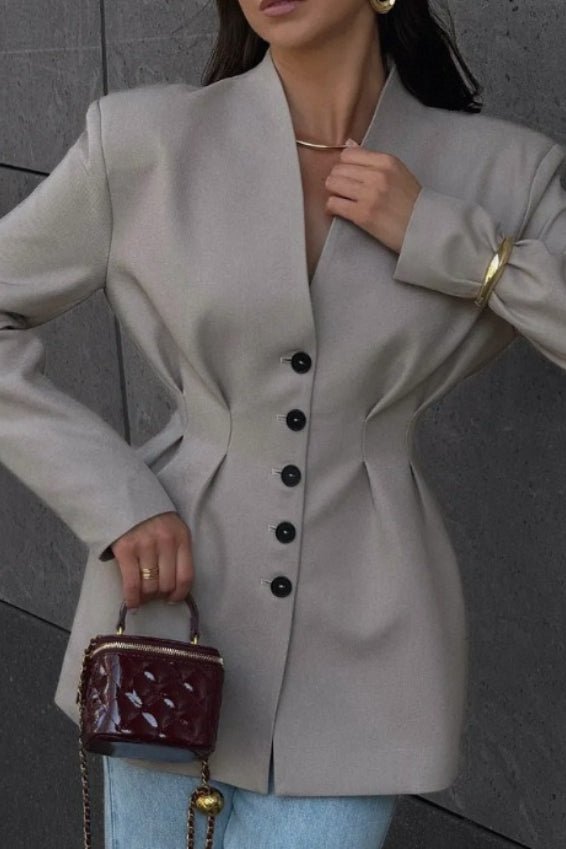 Blazer sin cuello con fruncido Daniela