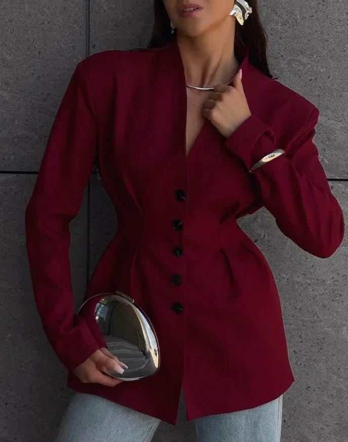Blazer sin cuello con fruncido Daniela