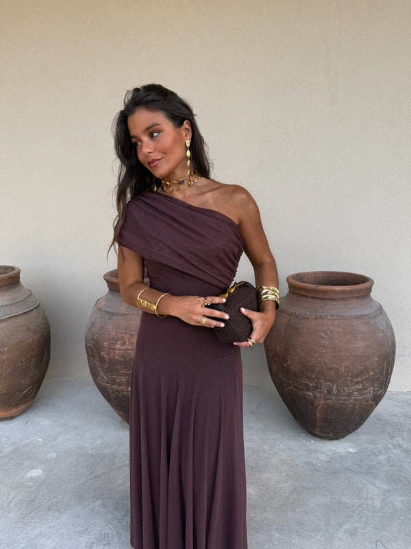 Vestido largo de malla Daniella