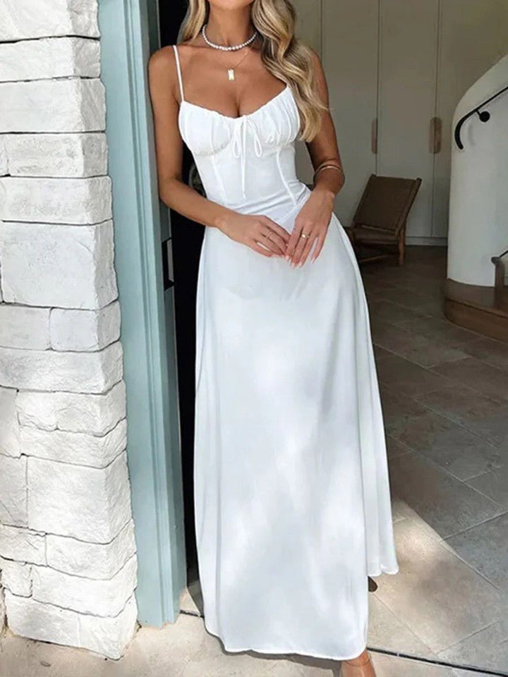 Vestido midi Debra con bajo de volantes y ribete de encaje