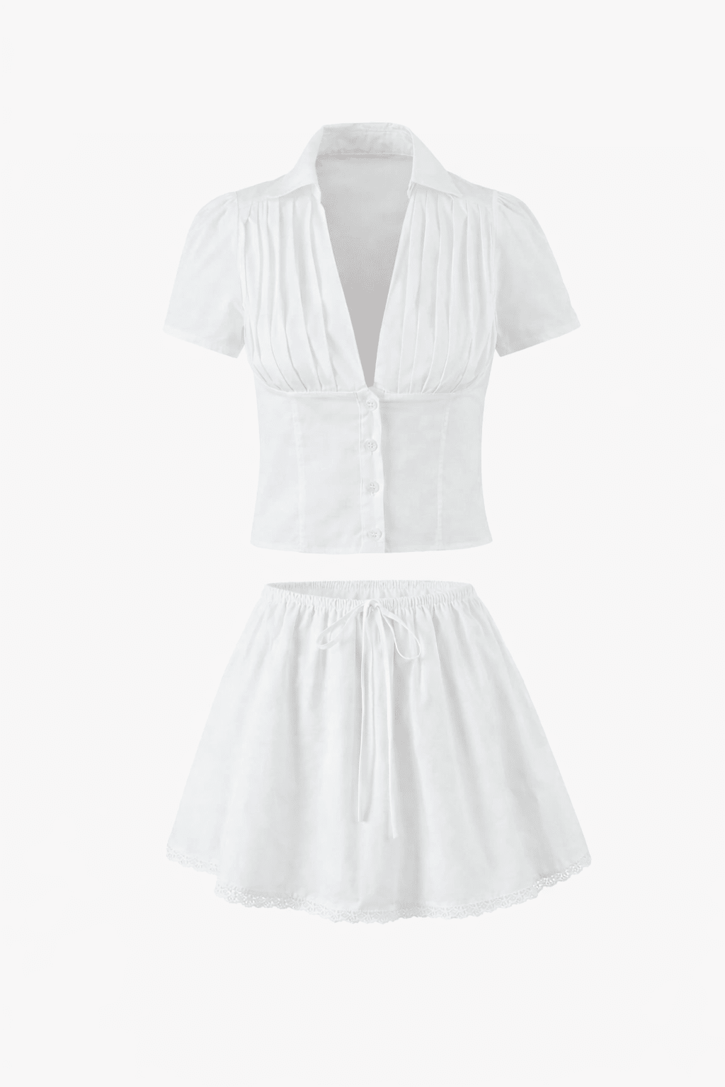 Conjunto de minifalda Kawaii de cuello pronunciado Delia