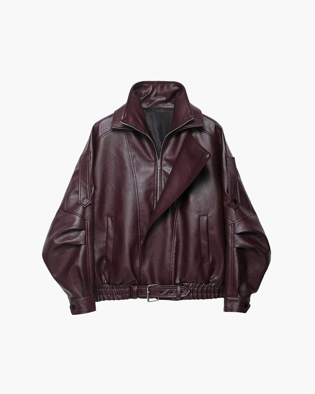 Chaqueta de cuero con cinturón Denise