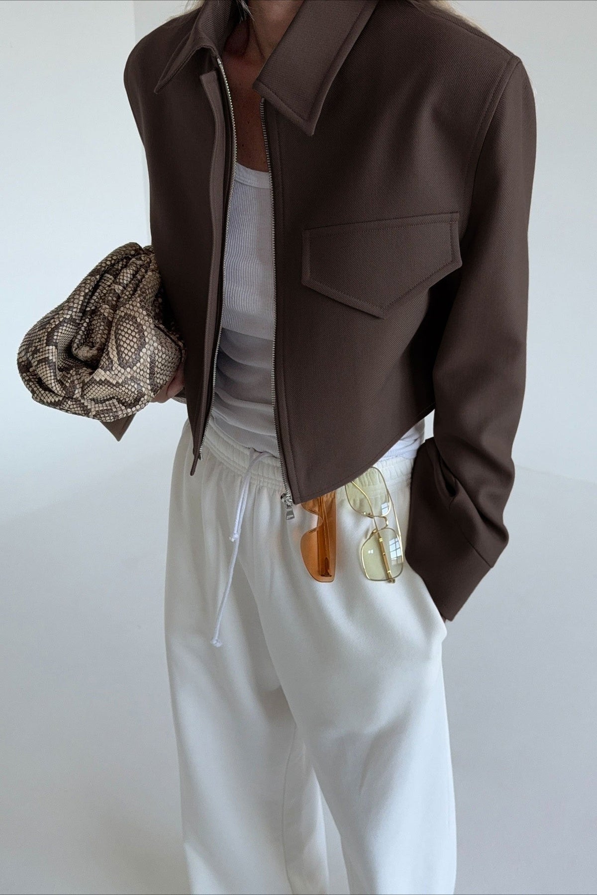 Chaqueta marrón con cremallera Dida