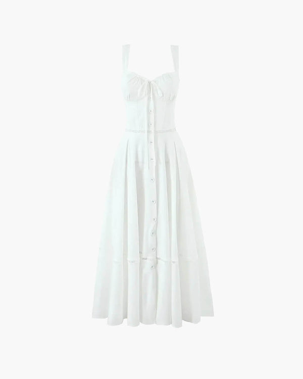 Vestido midi Dina sin mangas con escote corazón
